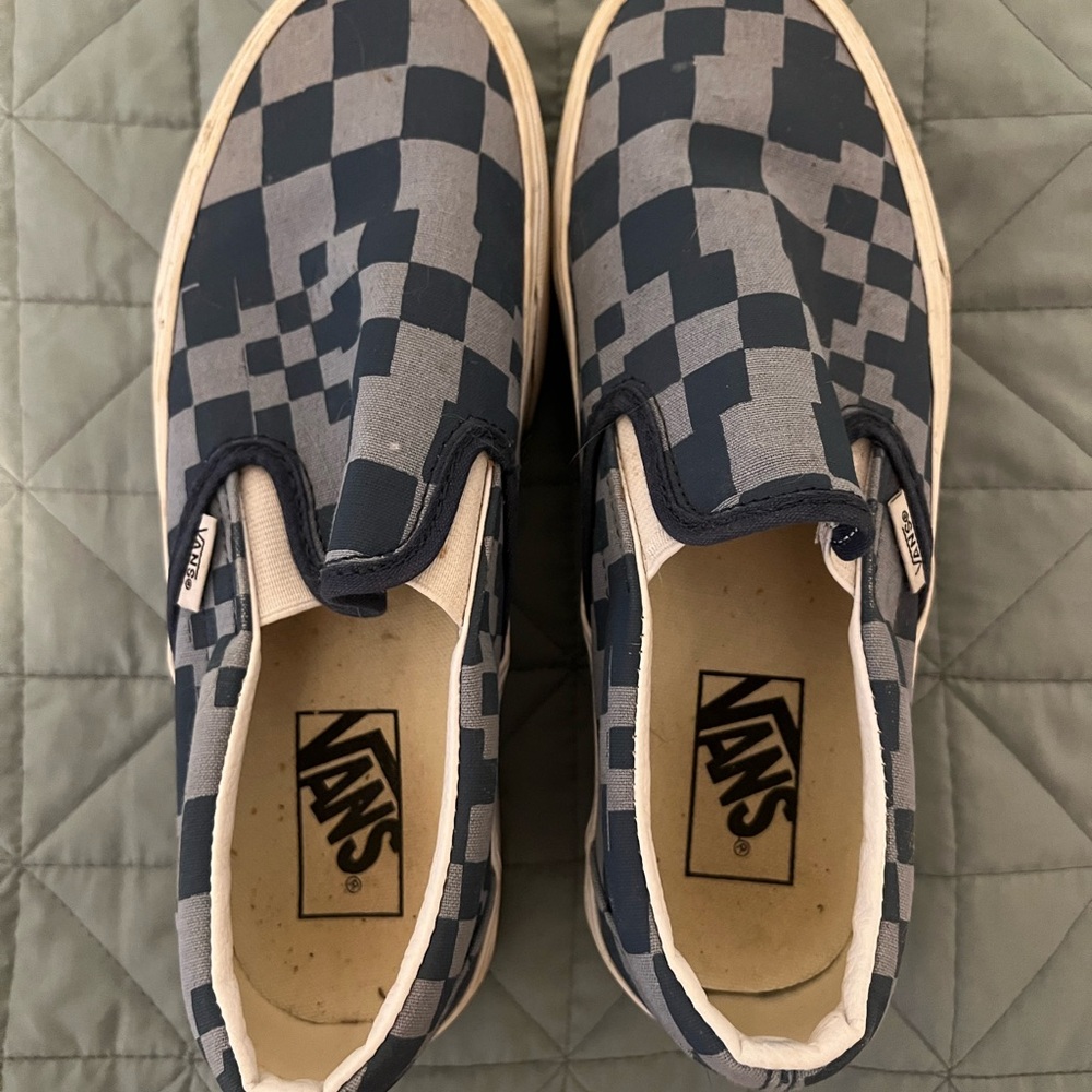 Vans Blue and Gray Checkered Slip-Ons *SOLD*
